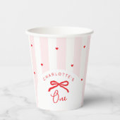 Little Sweetheart Bow Coquette 1st Birthday Papieren Bekers (Voorkant)