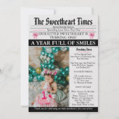 Little Sweetheart Bow First 1st Birthday photo Kaart (Voorkant)