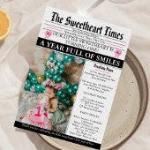 Little Sweetheart Bow First 1st Birthday photo Kaart