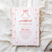 Little Sweetheart Bow First Birthday Invitation Kaart
