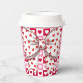 Little Sweetheart Bow hart geblokt Paper Cup Papieren Bekers (Achterkant)