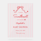 Little Sweetheart Bow Pink Valentine's Baby Shower Acryl Bord (Voorkant)