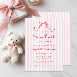Little Sweetheart Bow Pink Valentine's Baby Shower Kaart