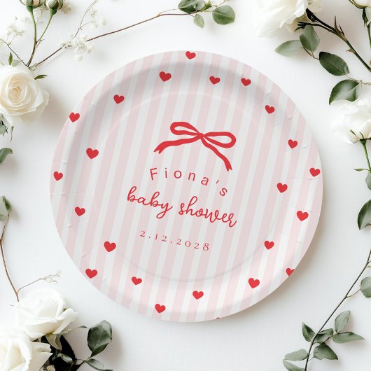 Little Sweetheart Bow Valentines Baby Shower Papieren Bordje
