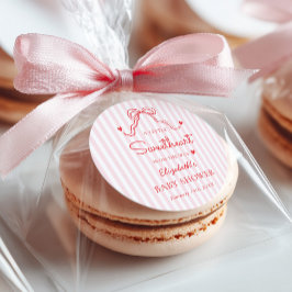 Little Sweetheart Bow Valentine's Baby Shower Ronde Sticker