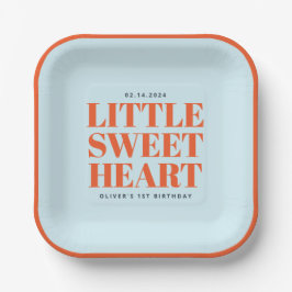 Little Sweetheart Boy 1e Verjaardag Papieren Bordje