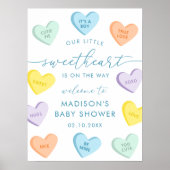 Little Sweetheart Candy Hearts Baby Shower Welcome Poster (Voorkant)