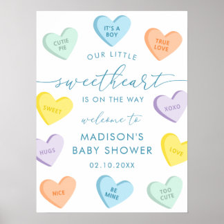 Little Sweetheart Candy Hearts Baby Shower Welcome Poster