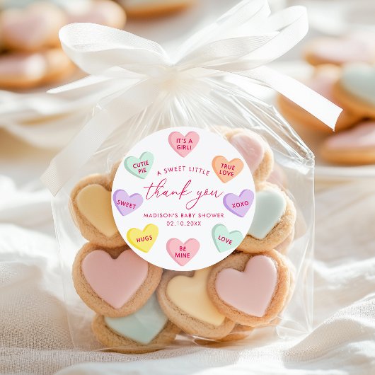 Little Sweetheart Candy Hearts Thank You Ronde Sticker