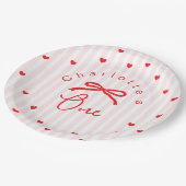 Little Sweetheart Coquette Bow 1st Birthday Papieren Bordje (Gekanteld)