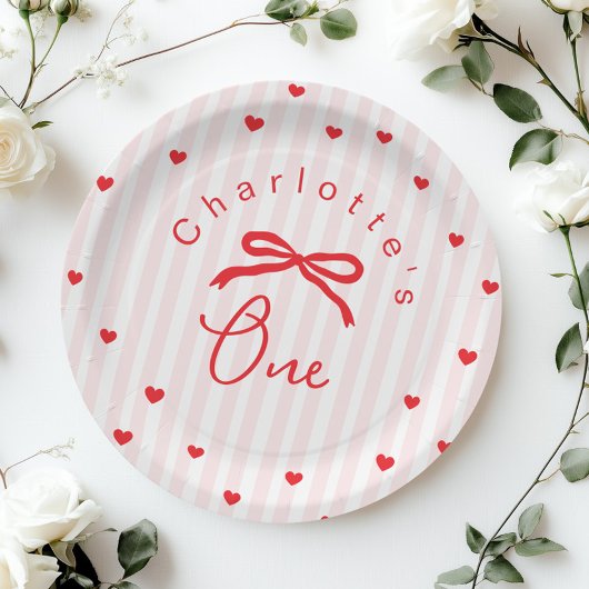 Little Sweetheart Coquette Bow 1st Birthday Papieren Bordje