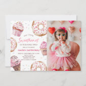 Little Sweetheart Cupcake & Donut Verjaardagsfoto Kaart (Voorkant)