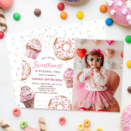 Little Sweetheart Cupcake & Donut Verjaardagsfoto Kaart