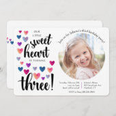 Little Sweetheart derde verjaardag uitnodiging (Voorkant / Achterkant)