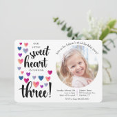 Little Sweetheart derde verjaardag uitnodiging (Staand voorkant)