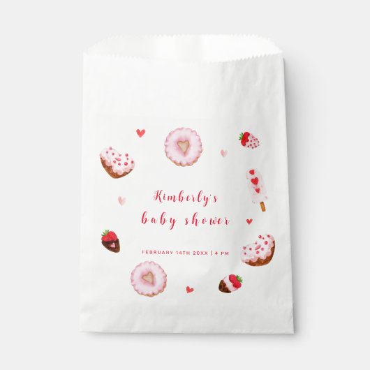 Little Sweetheart Donuts Valentijns Baby shower Bedankzakje (Voorkant)
