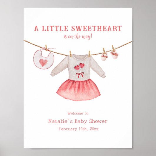 Little Sweetheart Dress Valentijn Baby shower Poster (Voorkant)