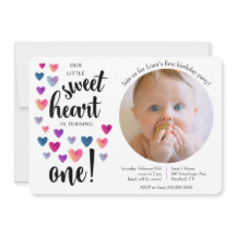 Little Sweetheart Eerste Verjaardag uitnodiging