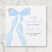 Little Sweetheart Elegant Blue Bow Baby Shower Bedankjes Labels (Voorkant)