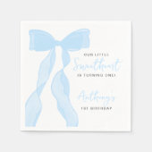Little Sweetheart Elegant Blue Bow Birthday Party Servet (Voorkant)