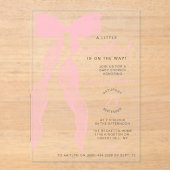 Little Sweetheart Elegant Pink Bow Baby Shower Acryl Uitnodigingen (Voorkant)