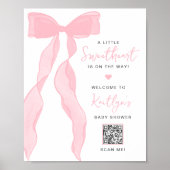 Little Sweetheart Elegant Pink Bow Baby Shower Poster (Voorkant)