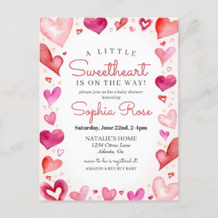 Little Sweetheart Februari baby shower voor Meisje Briefkaart