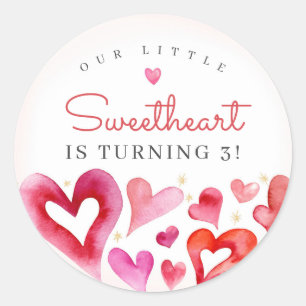 Little Sweetheart Februari Verjaardagsfeestje Ronde Sticker