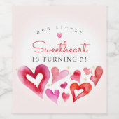 Little Sweetheart Februari Verjaardagsfeestje Wijn Etiket (Enkel label)