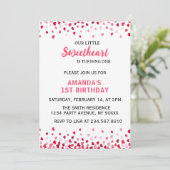 Little Sweetheart First Birthday Invitation Kaart (Staand voorkant)