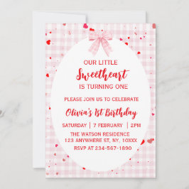 Little Sweetheart First Birthday Invitation. Kaart