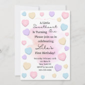 Little Sweetheart First Birthday Party Invitation Kaart (Voorkant)