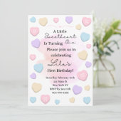 Little Sweetheart First Birthday Party Invitation Kaart (Staand voorkant)