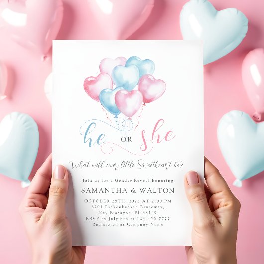 Little Sweetheart Gender Reveal Party Invitation Kaart