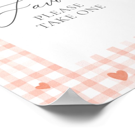 Little Sweetheart Gingham Baby shower Favors Sign Poster (Hoek)