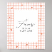 Little Sweetheart Gingham Baby shower Favors Sign Poster (Voorkant)