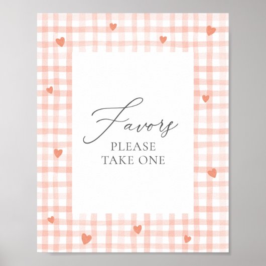 Little Sweetheart Gingham Baby shower Favors Sign Poster (Voorkant)