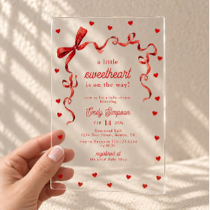 Little Sweetheart Girl Baby Shower Acryl Uitnodigingen