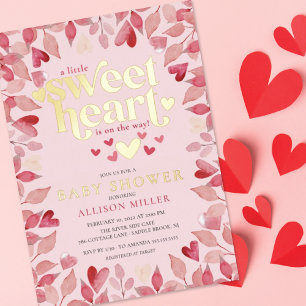 Little Sweetheart Girl Baby Shower Folie Uitnodiging