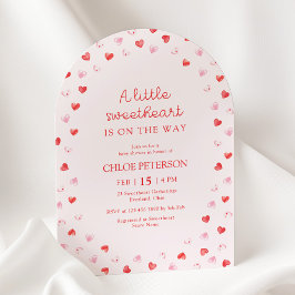 Little Sweetheart Girl Baby Shower Invitation Kaart