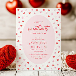Little Sweetheart Girl Baby Shower Invitation Kaart