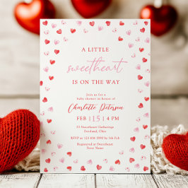 Little Sweetheart Girl Baby Shower Invitation Kaart
