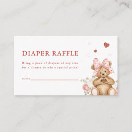 Little Sweetheart Heart Bear Diaper Raffle Card Informatiekaartje