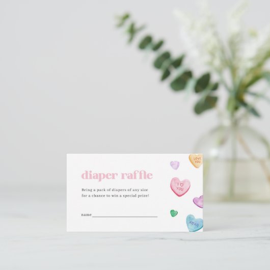 Little Sweetheart Luier Raffle Kaart Baby shower Visitekaartje (Staand voorkant)