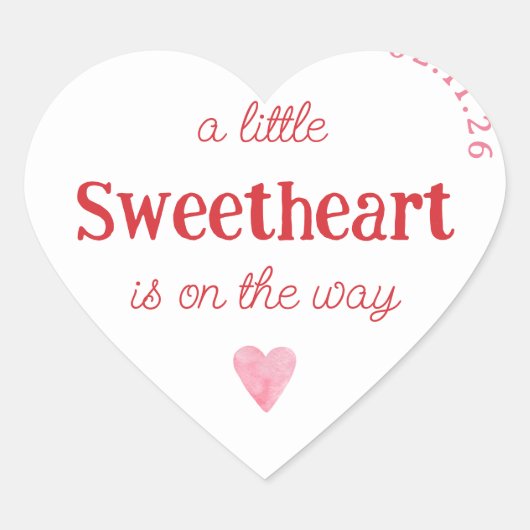 Little Sweetheart Meisje Baby shower Hart Hart Sticker (Voorkant)