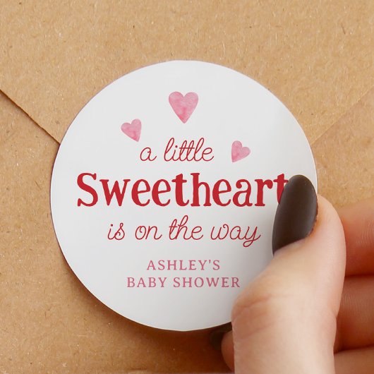 Little Sweetheart Meisje Baby shower Hart Ronde Sticker