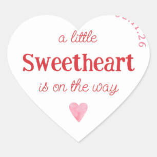 Little Sweetheart Meisje Baby shower Hart Sticker