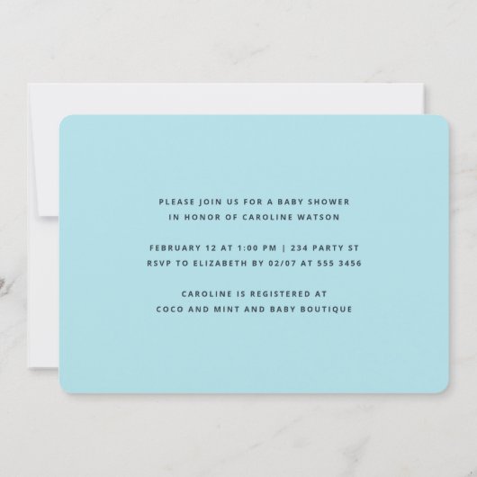 Little Sweetheart Minimalist Boy Baby shower Kaart (Achterkant)