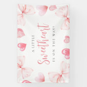 Little Sweetheart Pink Bow Baby Shower Backdrop Spandoek (Verticaal)