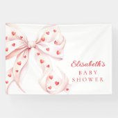 Little Sweetheart Pink Bow Baby Shower Backdrop Spandoek (Horizontaal)